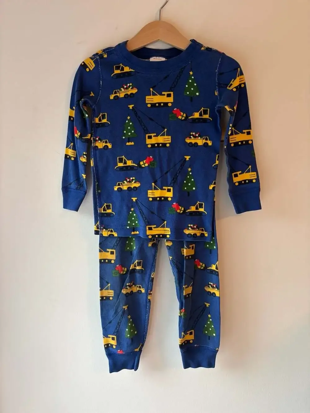 Hanna Anderson Organic Cotton Long John Pajama Set Size 3T Construction Trucks